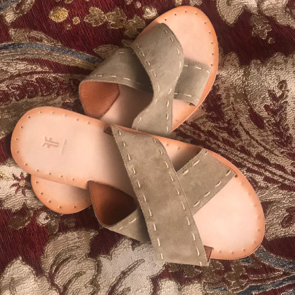 Frye Avery Pickstitch Slide Flat Sandal